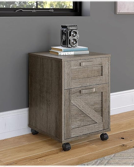 Bush Furniture Knoxville 2 Drawer Mobile File Cabinet, Rolling Document Storage for Home Office, Restored Gray - LeafyLoom