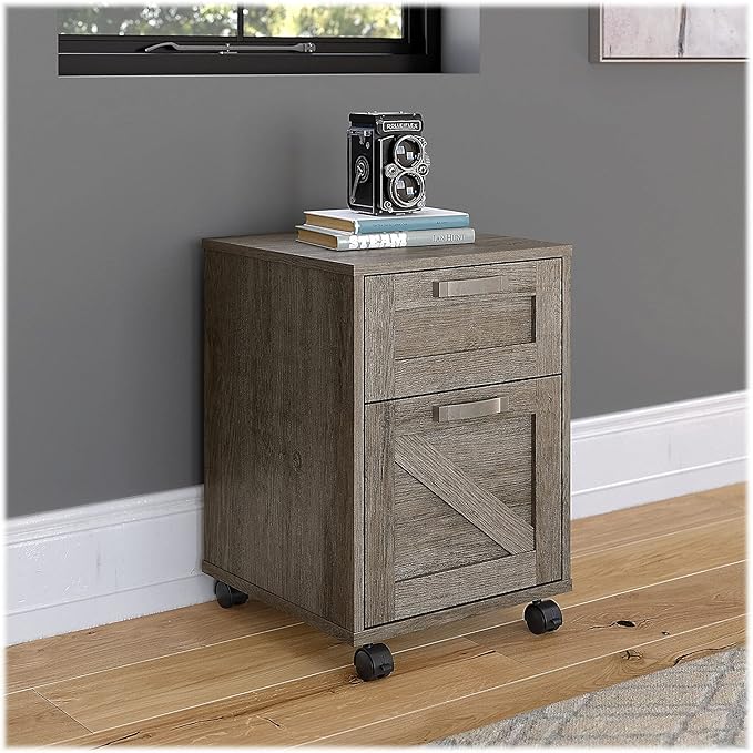 Bush Furniture Knoxville 2 Drawer Mobile File Cabinet, Rolling Document Storage for Home Office, Restored Gray - LeafyLoom