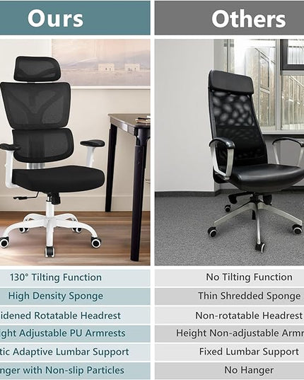 Office Chair Ergonomic Desk Chair, High Back Gaming Chair, Big and Tall Reclining chair Comfy Home Office Desk Chair Lumbar Support Breathable Mesh Computer Chair Adjustable Armrests(W-Orange) - LeafyLoom