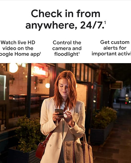 Google Nest Cam with Floodlight - Outdoor Camera - Floodlight Security Camera, White, 1 Count (Pack of 1) GoogleLLC