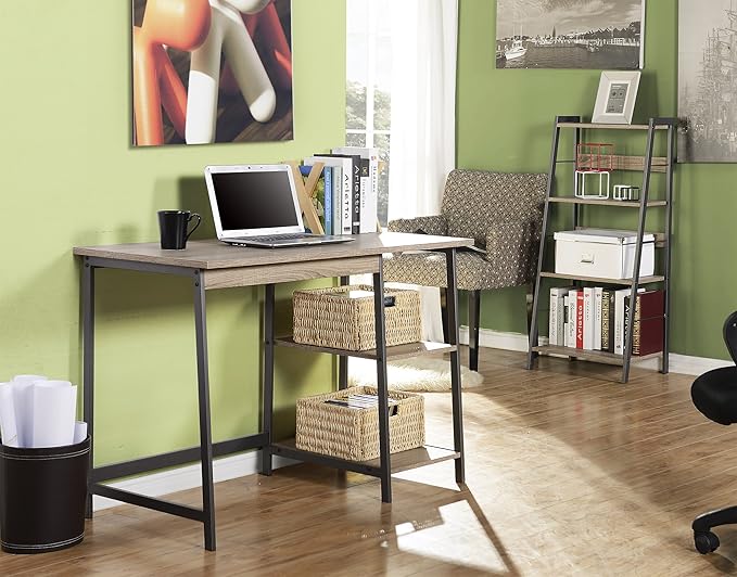 Signature Design by Ashley Soho Modern Home Office Desk & 4-Shelf Bookcase Set, Reclaimed Wood - LeafyLoom