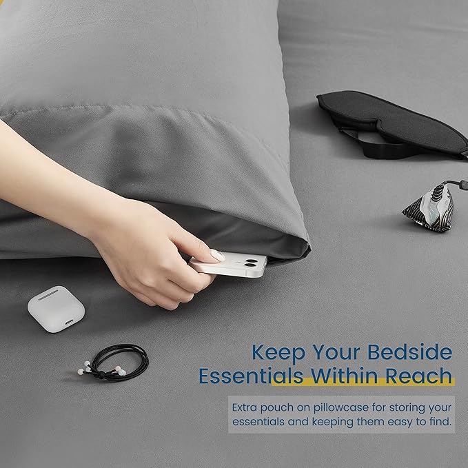 Twin XL Bed in a Bag 5 Piece Comforter Set, Dark Grey Texture Bedding, 68"x90" Comforter, Flat Sheet, Fitted Sheet, Pillow Sham, Pillowcase - LeafyLoom