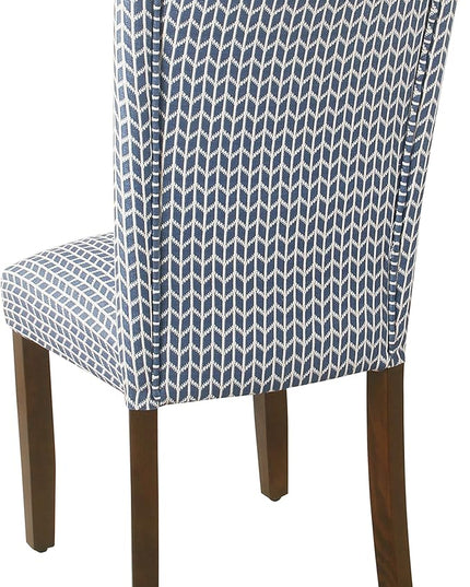 HomePop Classic Parsons Dining Chairs, Pack of 2, Blue Geometric - LeafyLoom