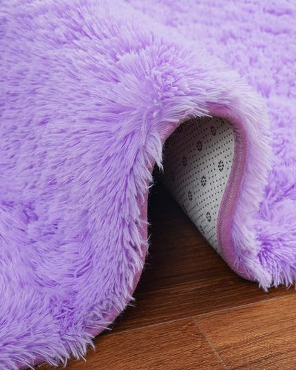 Softlife Ultra Soft Fluffy Area Rugs for Bedroom, Girls and Boys Room Kids Room Nursery Large Rug, 5.3 x 7.6 Feet Shaggy Fur Indoor Plush Modern Floor Carpet for Living Room Christmas Decor, Purple - LeafyLoom