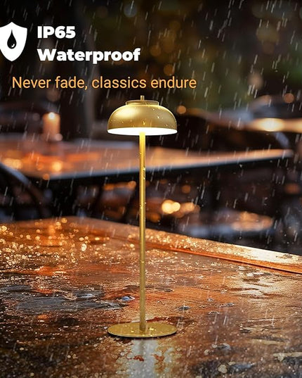 2 Pack Gold Led Cordless Table Lamps Rechargeable,Table Lights Battery Operated-IP65 Waterproof-for Outdoor Patio/Restaurants/Home/Dinner/Table top Lighting-Touch Control & Dimmable - LeafyLoom