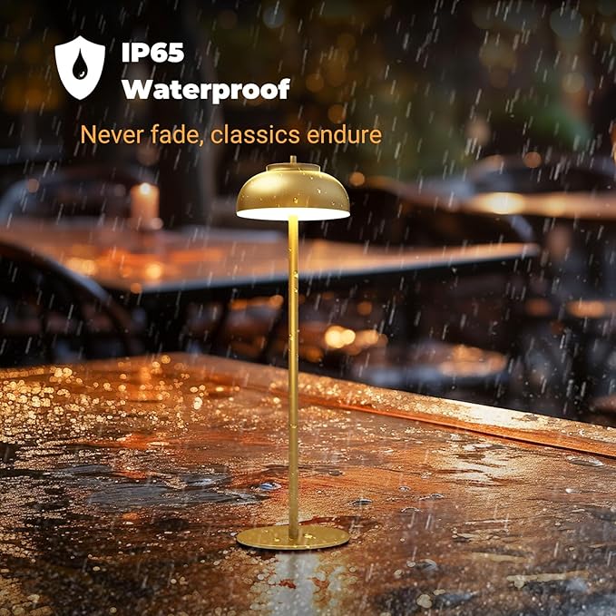 2 Pack Gold Led Cordless Table Lamps Rechargeable,Table Lights Battery Operated-IP65 Waterproof-for Outdoor Patio/Restaurants/Home/Dinner/Table top Lighting-Touch Control & Dimmable - LeafyLoom