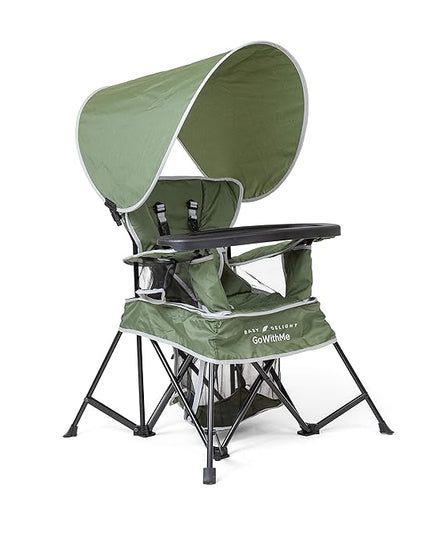 Baby Delight Go with Me Venture Portable Chair | Indoor and Outdoor | Sun Canopy | 3 Child Growth Stages | Moss Bud Green - LeafyLoom