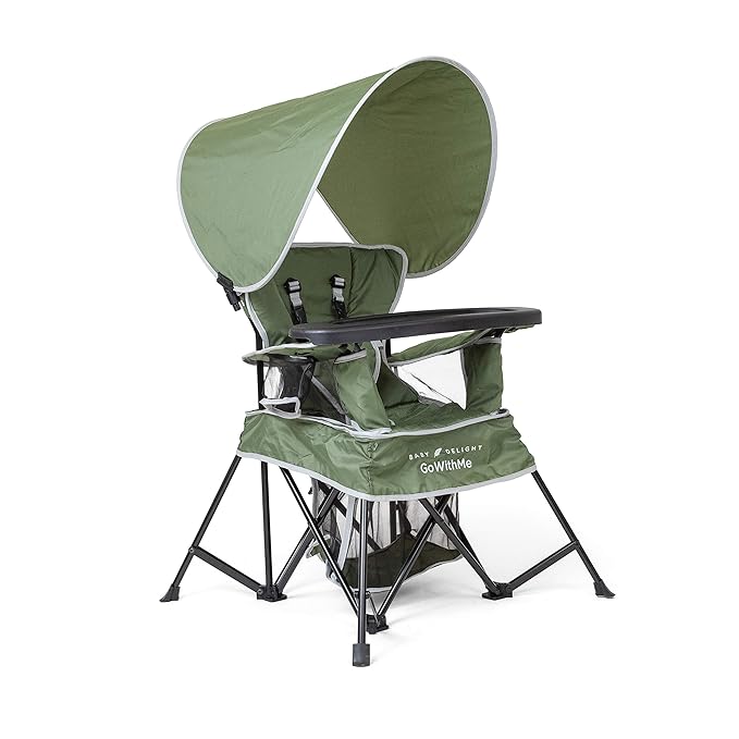 Baby Delight Go with Me Venture Portable Chair | Indoor and Outdoor | Sun Canopy | 3 Child Growth Stages | Moss Bud Green - LeafyLoom