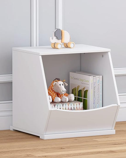 UTEX Toy Storage Organizer,Kids Stackable Toy Storage Bins,Toy Boxes and Storage Cubby for Playroom,Bedroom,Nursery School,White - LeafyLoom