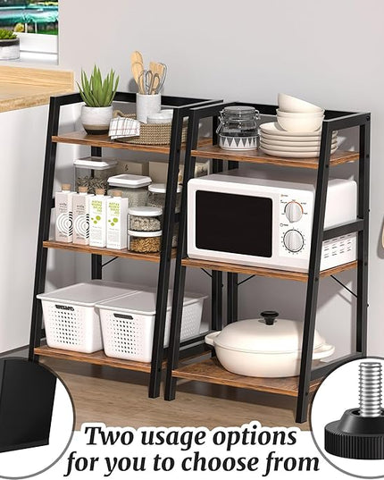 Bookshelf, Bookcase for Small Spaces, 3-Tier Shelf Bookcase, Short Shelf Storage Organizer for Living Room, Bedroom, Home Office, Kitchen, 11.8 "D x 16.5" W x 31.3 "H, Rustic Brown - LeafyLoom