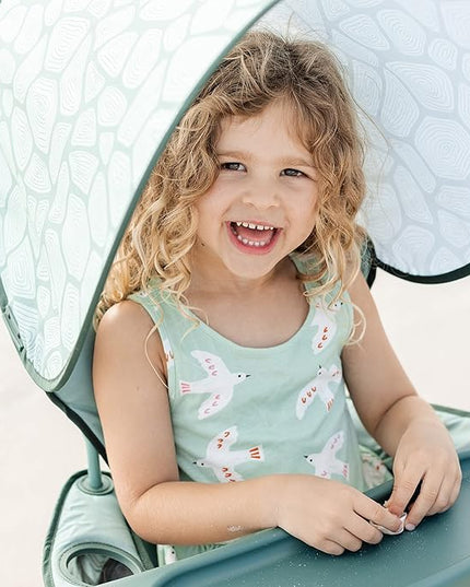 Baby Delight Go with Me Venture Portable Chair | Indoor and Outdoor | Sun Canopy | 3 Child Growth Stages | Garden Green - LeafyLoom