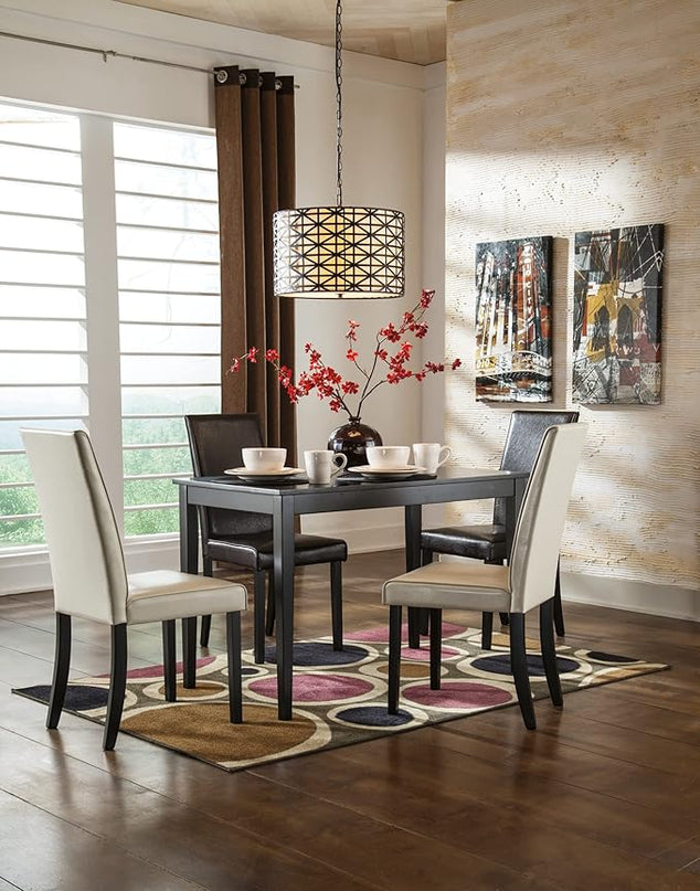 Signature Design by Ashley Kimonte Modern 19" Faux Leather Upholstered Armless Dining Chair, 2 Count, Dark Brown - LeafyLoom