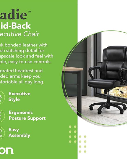 HON Executive Chair, Mid-Back, Black - LeafyLoom