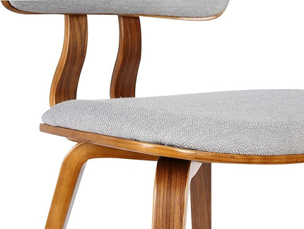 Armen Living Jaguar Mid Century Modern Dining Accent Chair for Kitchen Table Desk Vanity in Grey Fabric and Walnut Wood Finish - LeafyLoom