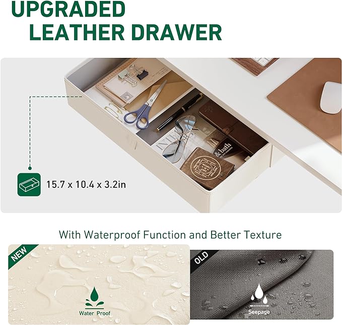 FEZIBO 40 x 24 Inches Standing Desk with Drawer, Adjustable Height Electric Stand up Desk with Storage, Sit Stand Home Office Desk, Ergonomic Computer Desk, White - LeafyLoom