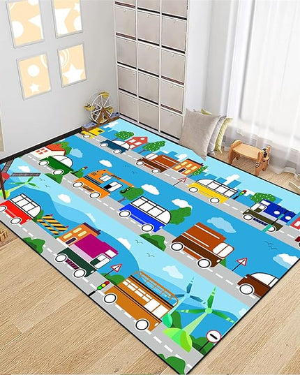 Car Carpet for Kids Kids Rugs for Playroom Car Track Rug Road Rug for Kids Car Play Rug Road Carpet for Toy Cars Car Track Rugs for Boys Car Rug for Boys Room 3'×5' - LeafyLoom