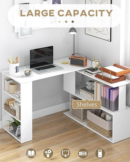 NicBex Kimberly-DW-00213-LWJ Home Office Desks, 47.25"x43.25"x29.25", White - LeafyLoom