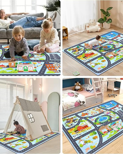 HEBE Kids Play Rug 4'x6' ABC Alphabet Numbers Shapes Educational Kid Area Rug Washable Baby Crawling Mat Non Slip Kid Play Mat Carpet for Girl Boy Bedroom Playroom - LeafyLoom