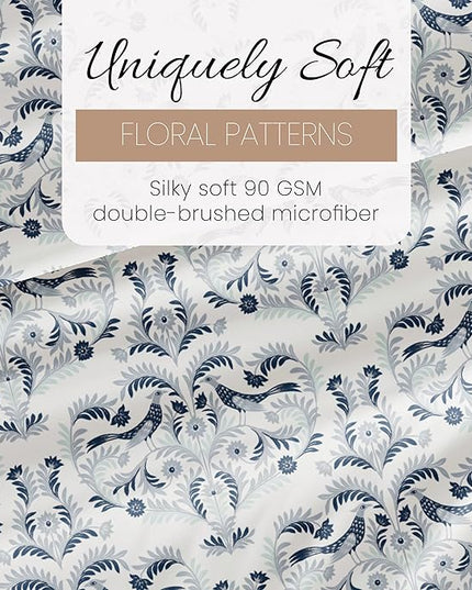 Linen Market 4 Piece Queen Bedding Sheet Set (Navy Blue Floral) - Sleep Better Than Ever with These Ultra-Soft & Cooling Bed Sheets for Your Queen Size Bed - Deep Pocket Fits 16" Mattress - LeafyLoom
