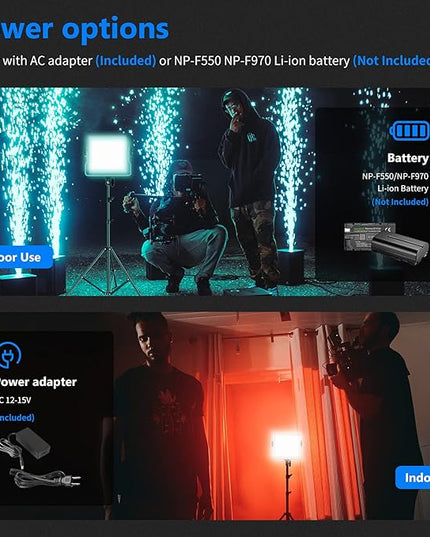 NEEWER 2 Packs 480 RGB Led Light with APP Control, Photography Video Lighting Kit with Stands and Bag, 480 SMD LEDs CRI95/3200K-5600K/Brightness 0-100%/0-360 Adjustable Colors/9 Applicable Scenes Neewer