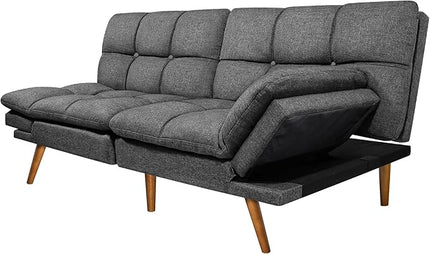 IULULU Futon Sofa Bed, Modern Convertible Sleeper Couch Daybed with Adjustable Armrests for Studio, Apartment, Office, Small Space, Compact Living Room, Dark Gray - LeafyLoom