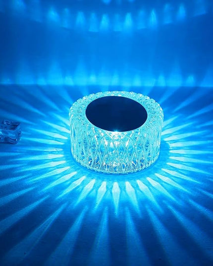 Portable Crystal LED Table Lamp, 3-Levels Brightness Desk Lamp, 3 Color Touch Control Rechargeable Lamp, Night Light, Bedside Lamp,Dining Room Lamp (16 Color) - LeafyLoom