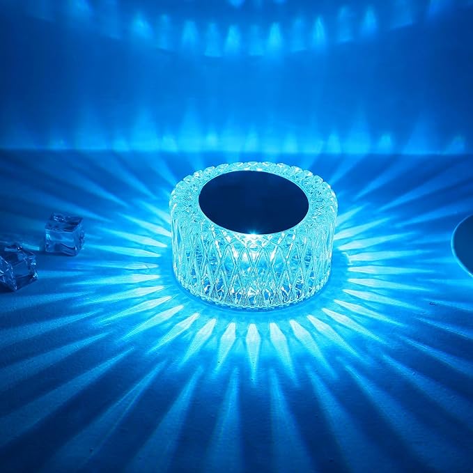 Portable Crystal LED Table Lamp, 3-Levels Brightness Desk Lamp, 3 Color Touch Control Rechargeable Lamp, Night Light, Bedside Lamp,Dining Room Lamp (16 Color) - LeafyLoom