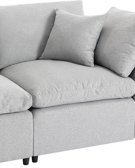104.3" L-Shaped Convertible Sectional Sofa with Reversible Sleeper Chaise, Down Filled Upholstery Corner Couch w/Armrest for Living Room, Apartment, Office, Light Gray, 104.3 Inch - LeafyLoom