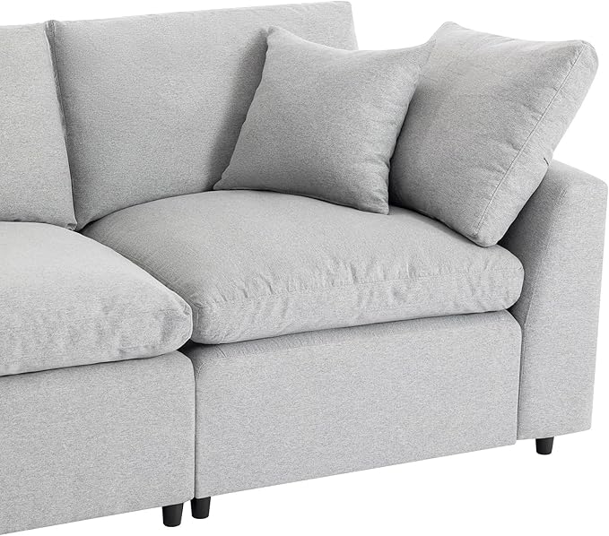 104.3" L-Shaped Convertible Sectional Sofa with Reversible Sleeper Chaise, Down Filled Upholstery Corner Couch w/Armrest for Living Room, Apartment, Office, Light Gray, 104.3 Inch - LeafyLoom