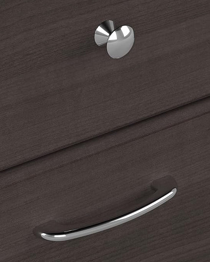 Bush Business Furniture Cabot Desks for Home Office with Storage and Chrome Hardware, Elegant Computer Table with Drawers, 60W, Heather Gray - LeafyLoom