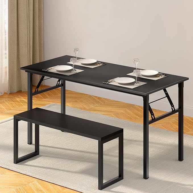 Need Home Office Desk - 60 Inches Large Computer Desk Sturdy Black Table Foldable Desk Gaming Computer Table No Assembly Required AC5CB 60 inch - LeafyLoom
