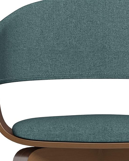 SIMPLIHOME Lowell Mid Century Modern Bentwood Dining Chair in Light Turquoise Blue Linen Look Fabric, For the Dining Room - LeafyLoom