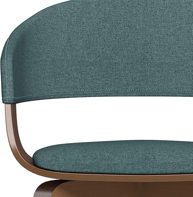 SIMPLIHOME Lowell Mid Century Modern Bentwood Dining Chair in Light Turquoise Blue Linen Look Fabric, For the Dining Room - LeafyLoom