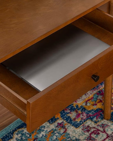 Linon Melissa Mid-Century Walnut Desk, 42" W x 19" D x 30" H - LeafyLoom