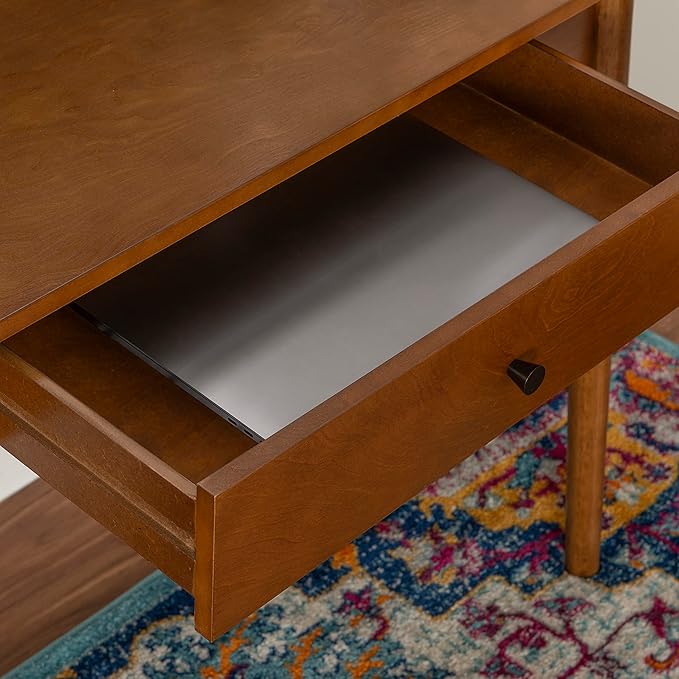 Linon Melissa Mid-Century Walnut Desk, 42" W x 19" D x 30" H - LeafyLoom