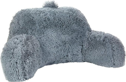 Klear Vu Shaggy Reading Pillow Back Rest Body Pillow for Adults and Kids, Lumbar and Arm Support on Bed, Chair, Couch, Sofa and Floor, 30" x 21", One Size, Cool Gray - LeafyLoom