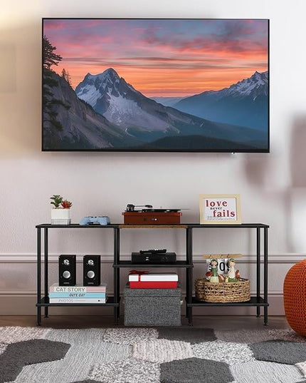 50 Inch TV Stands for Living Room Black Entertainment Center with Storage for 50 43 40 32 Inch TV Console Table for Bedroom Office - LeafyLoom