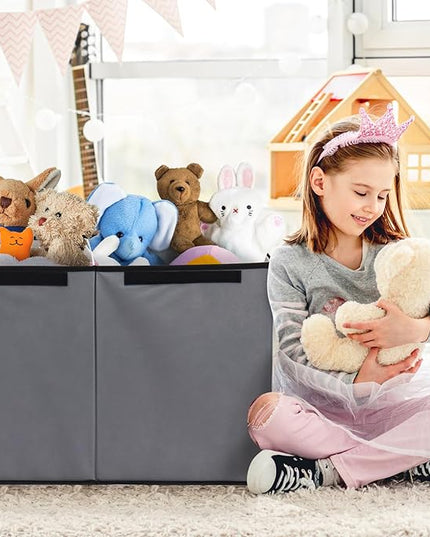 Fixwal Toy Box for Boys - Extra Large Toddler Toy Box Kids Toy Chest, Toy Box for Living Room Area, Collapsible Removable Divider for Nursery Playroom Bedroom Closet, 36"x12.6"x16" (Grey) - LeafyLoom
