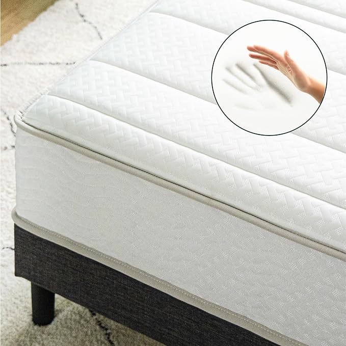 ZINUS 10 Inch Foam and Spring Hybrid Mattress [New Version], Queen, Fiberglass free, Medium Firmness, Durable Support, Certified Safe Foams & Fabric, Mattress in A Box - LeafyLoom