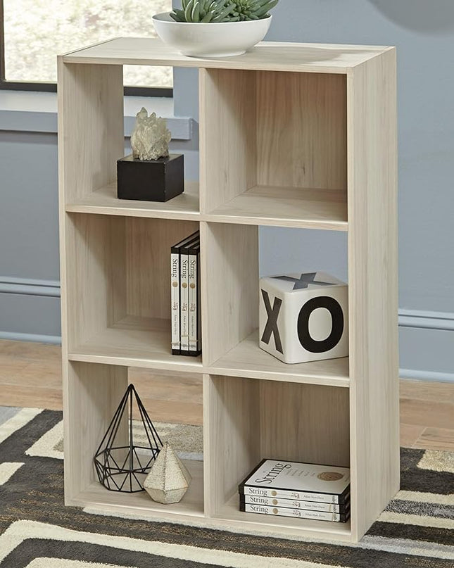 Signature Design by Ashley Socalle Modern 6 Cube Storage Organizer or Bookcase, Whitewash - LeafyLoom