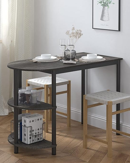 Elephance Small Dining Table/Kitchen Table with Storage, Multifunctioal Workstation Desk for Dining Room, Living Room, Bistro.(Black Oak) - LeafyLoom