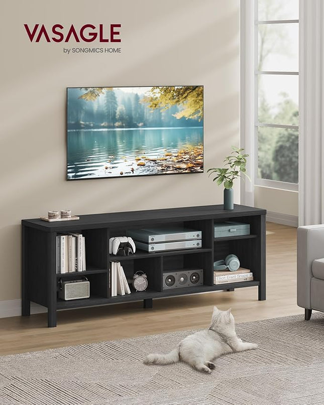 VASAGLE TV Stand for TVs up to 70 Inches, Entertainment Center with Storage Shelves, TV Console Table, Easy to Assemble, TV Cabinet for Living Room, Bedroom, Ash Black ULTV114B01 - LeafyLoom