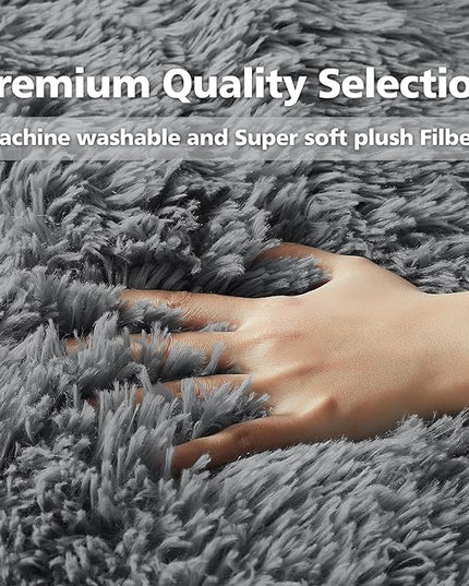 Ophanie Machine Washable Upgrade 4x6 Rugs for Bedroom, Grey, Fluffy Shaggy Soft Area Rug, Gray Non-Slip Indoor Floor Carpet for Living Room, Kids Baby Boys Teen Dorm Home Decor Aesthetic, Nursery, Rug - LeafyLoom