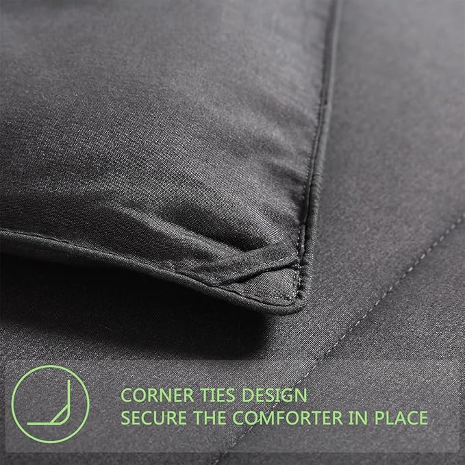 AMGUI Grey 1-Queen Comforter Set with 2 Pillow Shams, Down Alternative, Diamond Quilting, Machine Washable - LeafyLoom