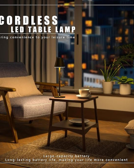 LED CordlessTable Lamp,4000mAh Rechargeable Battery Desk lamp,3 Level Brightness Beside Night Light, Minimalist Design, for Couple Dinner/Coffee Table/Restaurant/Bedroom(Bronze 4PACK) - LeafyLoom