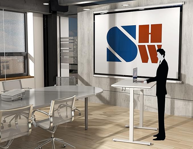 SHW Electric Height Adjustable Desk with Memory Preset, 40 x 24 Inches, White - LeafyLoom