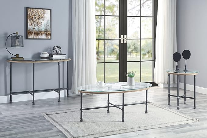 NicBex Coffee Table Morden Tempered Glass Coffee Table with Storage Oval Center Tables with Metal Legs Dining Table for Living Room, Dining Room, Office, and Bedroom,47" W, Transparent+Gray - LeafyLoom