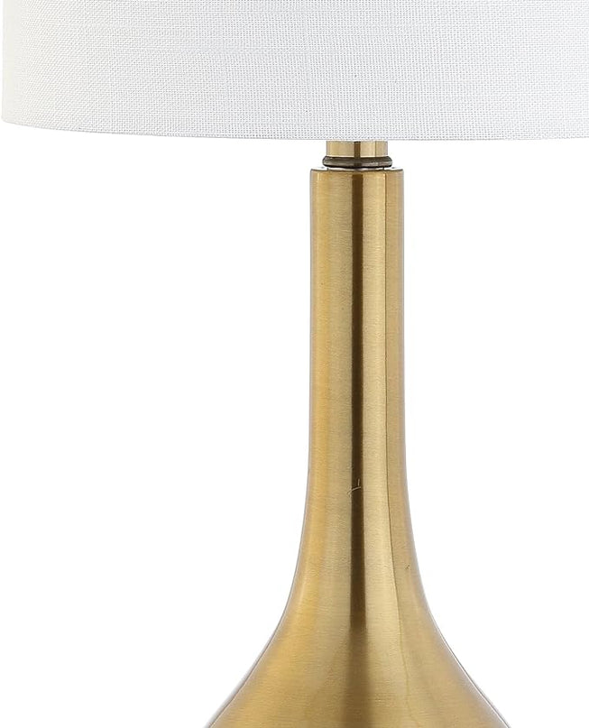 JONATHAN Y JYL5010A Dylan 25" Metal/Crystal Teardrop LED Table Lamp Contemporary Transitional Bedside Desk Nightstand Lamp for Bedroom Living Room Office College Bookcase, Brass Gold - LeafyLoom