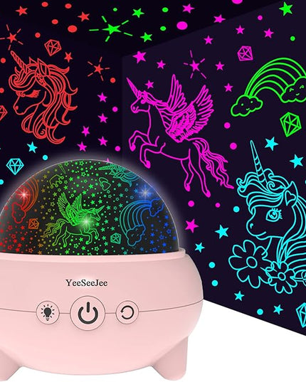 Unicorns Gifts for Girls,Unicorn Toys for Girls,Gifts for 4 Year Old Girl,Toys for 5 Year Old Girls, Unicorn Star Projection Night Light,360° Rotating 9 Lights,Gifts for Kids Girls Toys - LeafyLoom
