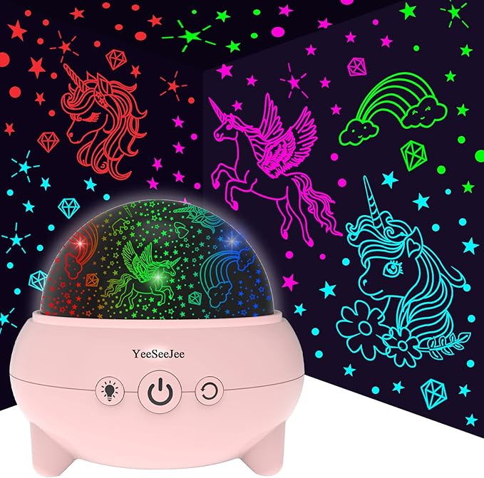 Unicorns Gifts for Girls,Unicorn Toys for Girls,Gifts for 4 Year Old Girl,Toys for 5 Year Old Girls, Unicorn Star Projection Night Light,360° Rotating 9 Lights,Gifts for Kids Girls Toys - LeafyLoom